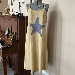 New MAGNOLIA PEARL Mustard Star BoHo Slip Tank Dress